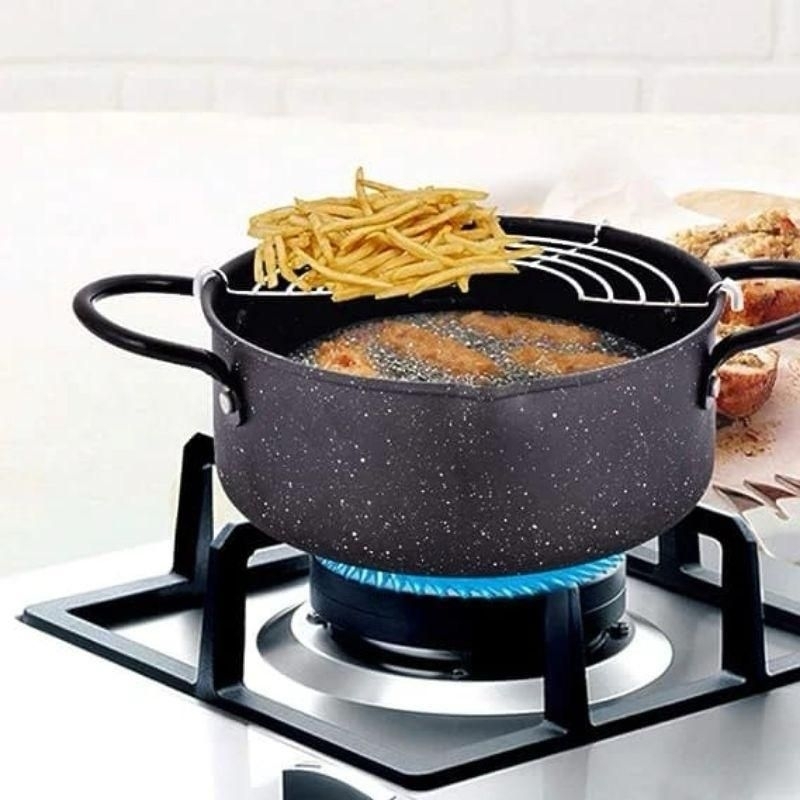 Deep Fryer Pot Drainer Pan With Drain Rack Coaster Strainer Pan Mini ...