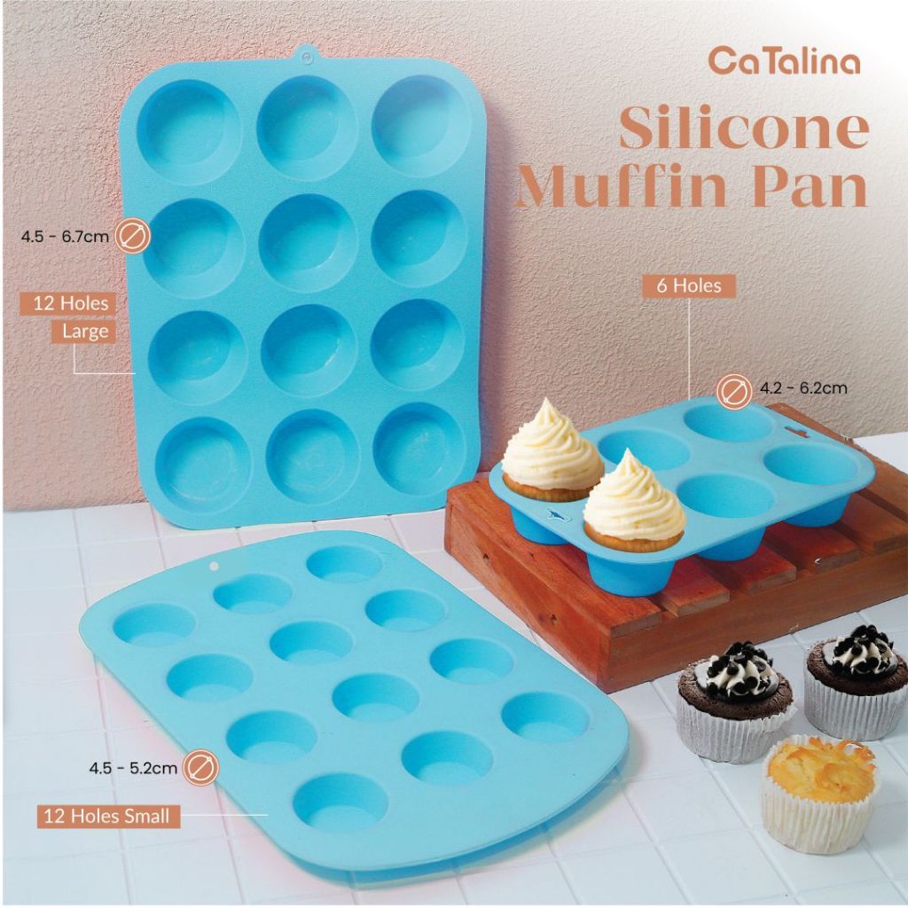 CaTalina Loyang Cetakan Muffin Cup Cake Silikon Anti Lengket Tahan Panas - Gambar 2
