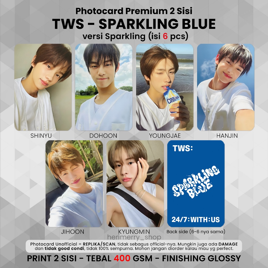 6 PCS) TWS SPARKLING BLUE Photocard - Premium PC 2 Sides