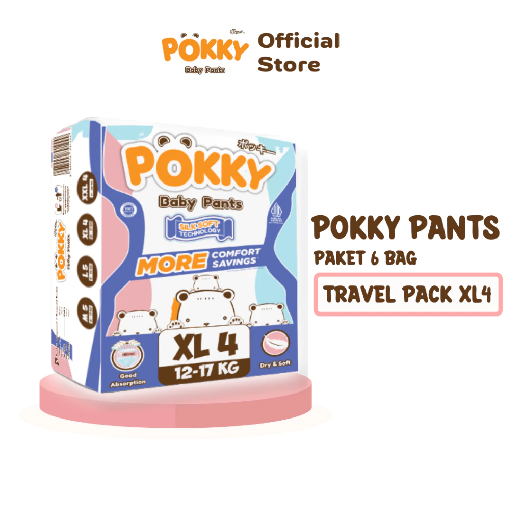 [BUY 5 GET 6] POKKY PANTS TRAVEL PACK M5/L5/XL4/XXL4 / Popok Celana Bayi - Gambar 4