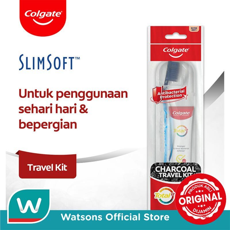 Colgate Toothbrush Slimsoft Travel Kit Charcoal 35g