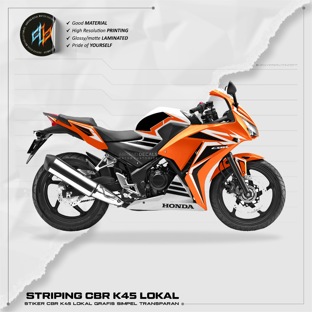 LOKAL Striping CBR K45 Local Graphic Transparent HONDA CBR K45 K33 Motorcycle Sticker DESIGN CUSTOM LIST Shopee Singapore