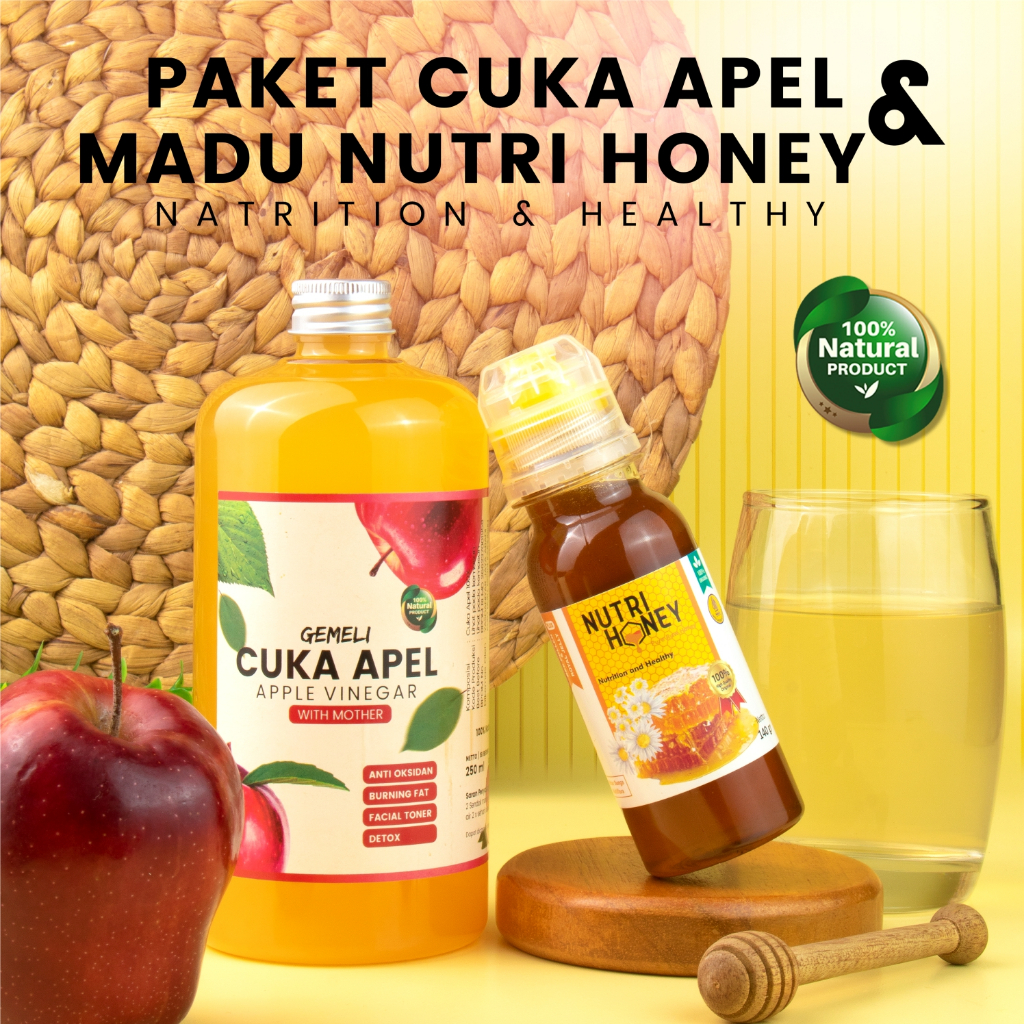 Paket Cuka Apel Premium 500ml dan Madu Murni Raw Honey 140gr - Gambar 3
