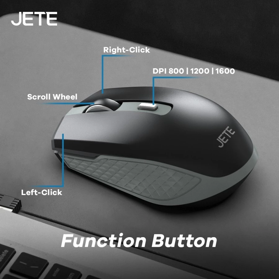 JETE Mouse Wireless MS103 with 3 Level DPI Silent Click - Garansi 2 Tahun - Gambar 3