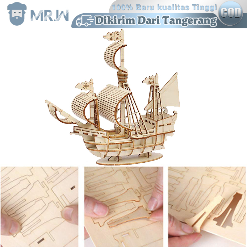 LAYAR KAYU 1set Ship Model Kit DIY Pirate Ship Model Puzzle 3d Wooden ...