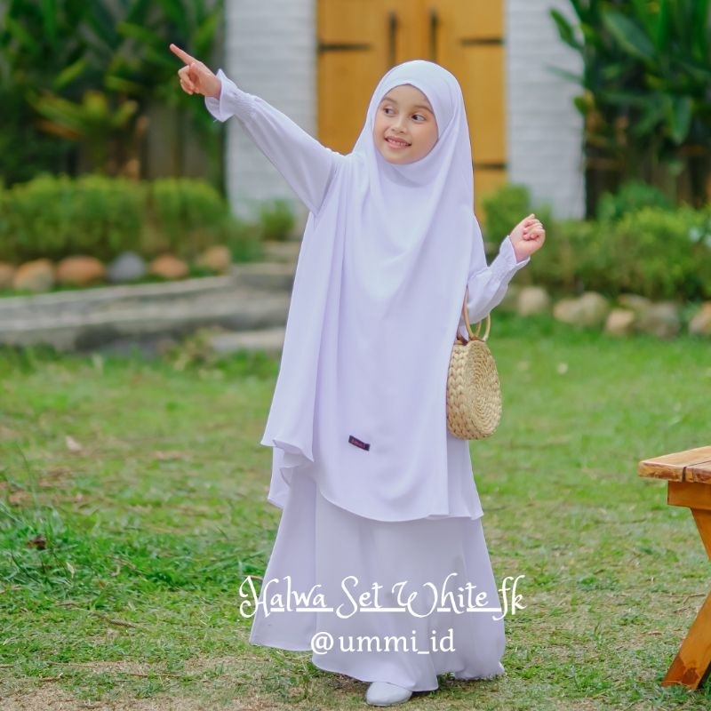 Ummi - French Khimar halwa set of plain white syar'i gamis for girls 3 ...