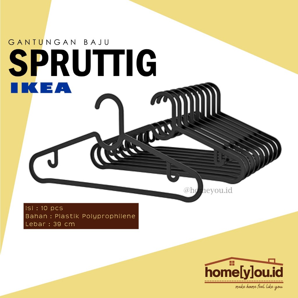 HITAM GANTUNGAN Ikea Black Clothes Hanger/Clothesline SPRUTTIG (10Pcs