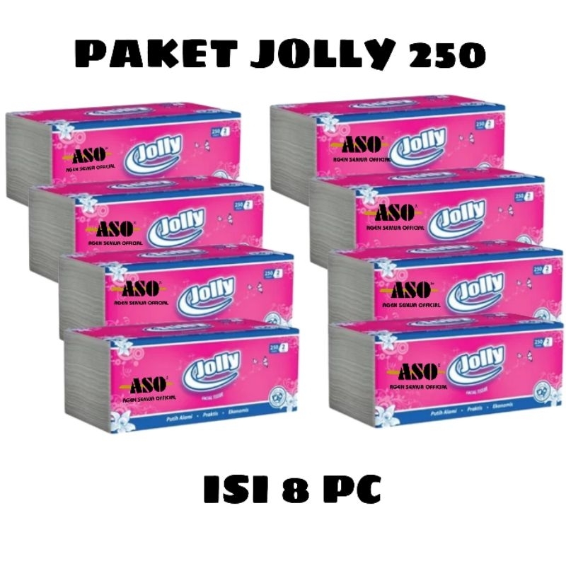 [ PAKET ISI 8 ] Tisu Tissue JOLLY 250 sheet 2ply tisu wajah PROMO !!! - Gambar 2
