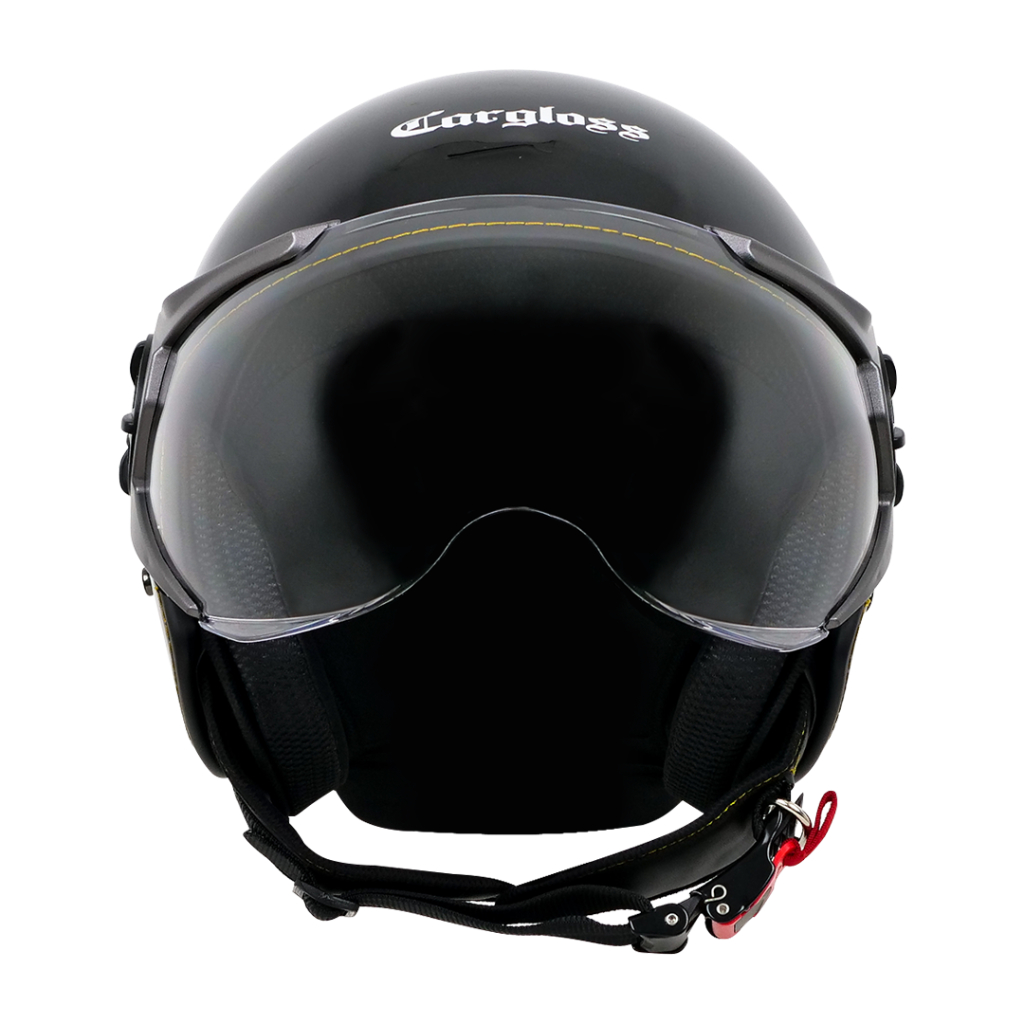 Cargloss YRM Helm Half Face - Deep Black Glossy - Gambar 3