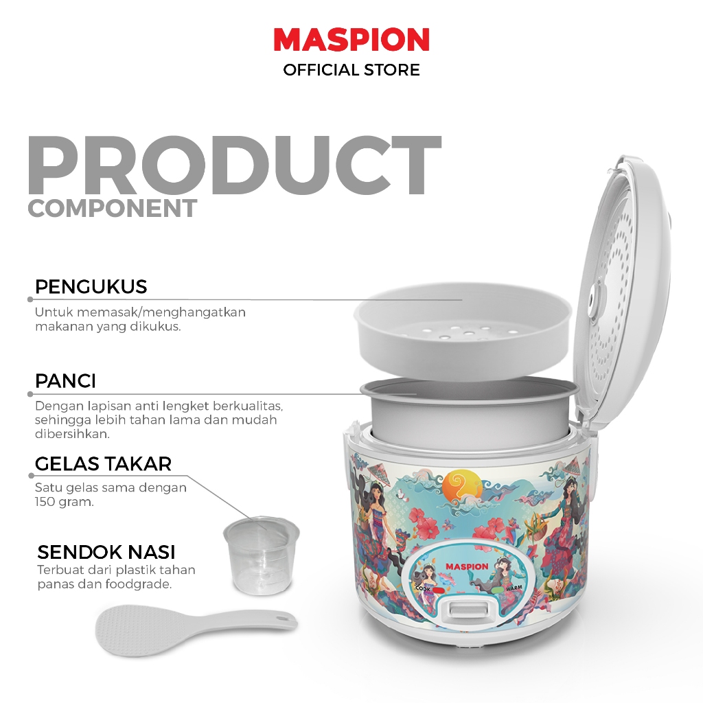 Maspion Rice Cooker Magic Com 1.8 Liter MRJ-1808 DS - Gambar 3