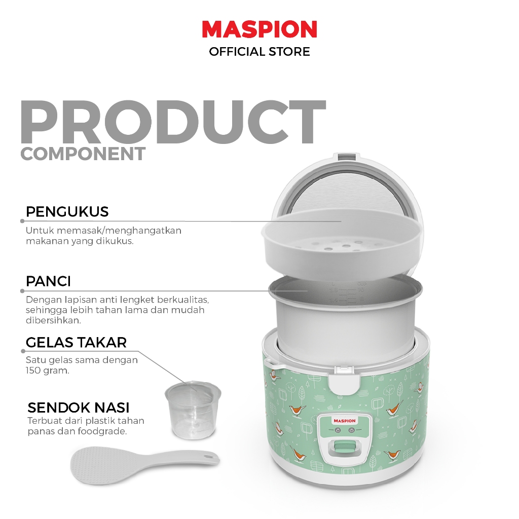 Maspion Rice Cooker Magic Com 1.8 Liter MRJ-1855 - Gambar 3