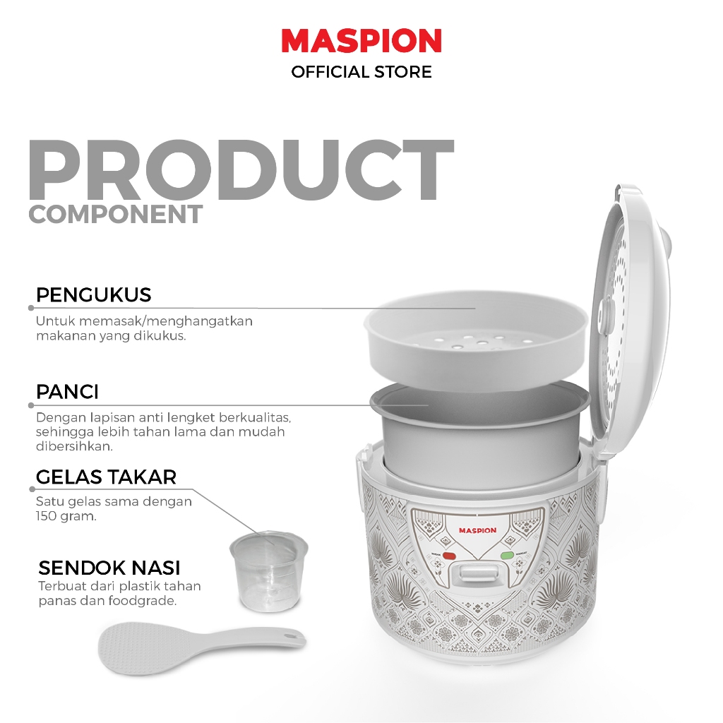Maspion Rice Cooker Magic Com 1.8 Liter MRJ-1838 - Gambar 3