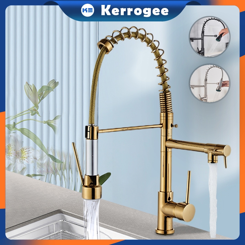 Hot and Cold Sink Water Faucet Brass Material Gold Color Kitchen Sink ...