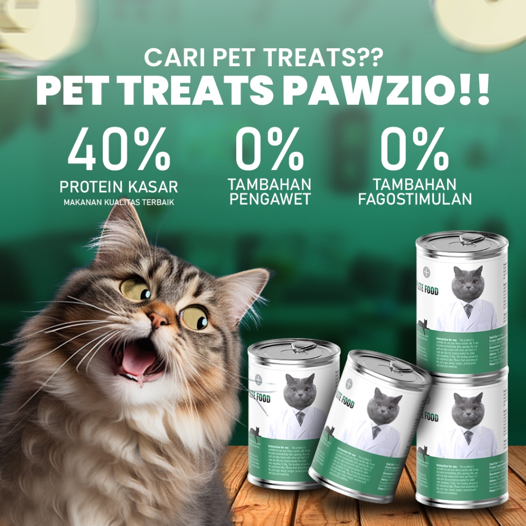 PAWZIO WETFOOD MAKANAN POKOK KUCING ISI 6 Pcs 3 VARIAN 400 GR MAKANAN POKOK KALENG KUCING ~ MAKANAN BASAH KUCING - Gambar 4