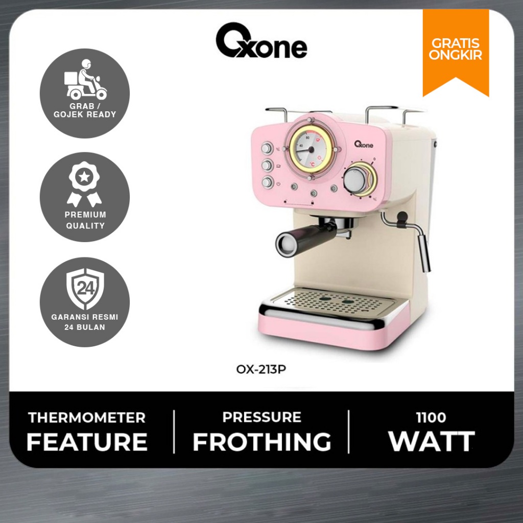 Oxone OX213 Mesin Pembuat Kopi Coffee Maker Espresso Machine Pink/Green - Gambar 3