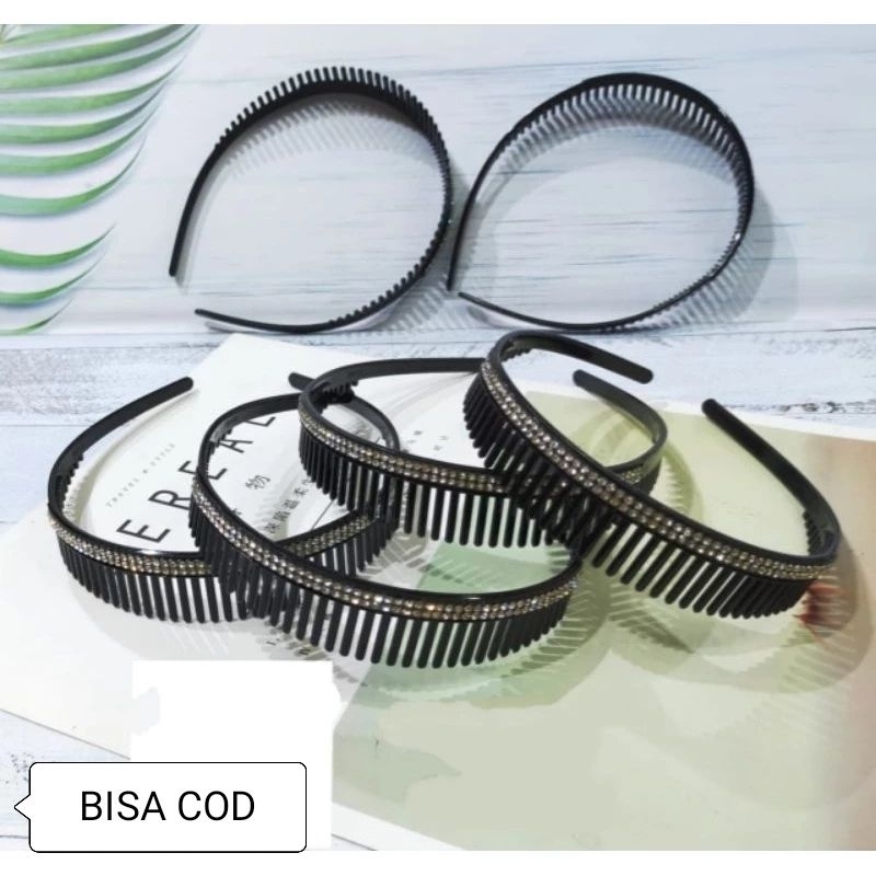 HITAM Premium Quality Hair Bandana Adult Comb Black Gem Hair Bandana