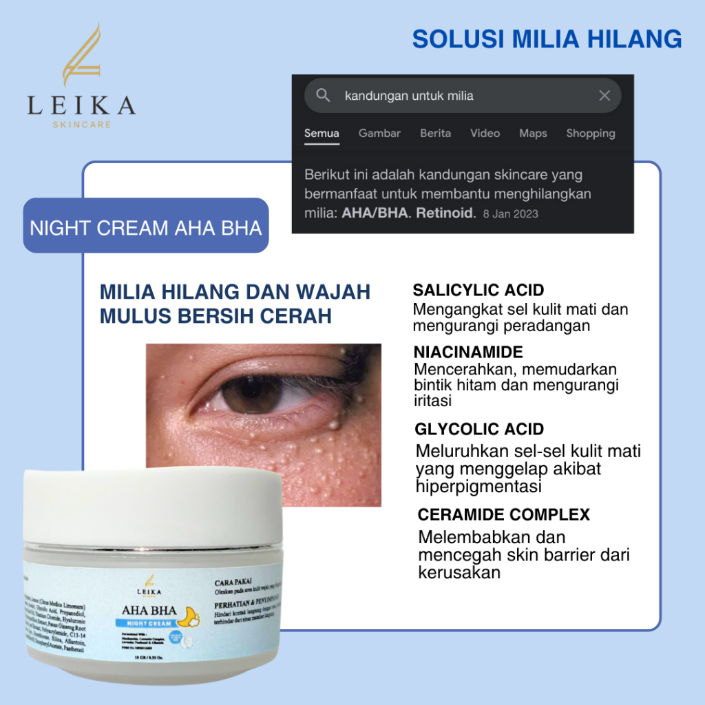 MATA [Night Cream AHA BHA] The Most Powerful Milia Removal Cream Bpom
