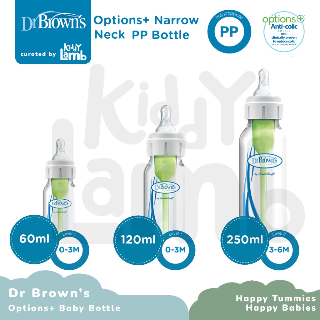 Buy Dr Brown PP Narrow-Neck Options+ Baby Bottle - Blue, 2-Pack 4 Oz /120  ml online