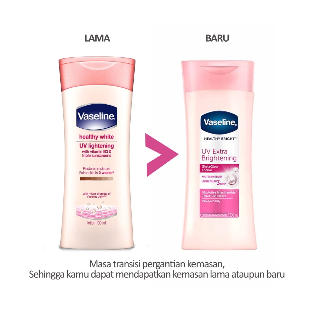 Ready Vaseline Healthy White UV Whitening B3 Hand Body Lotion 100 200ml