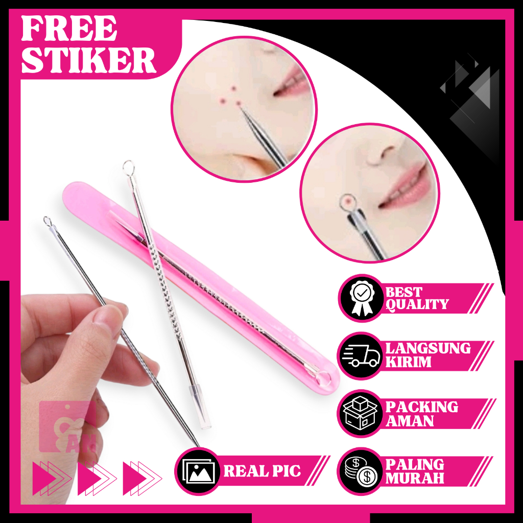 1PCS Alat Pencet Komedo Jerawat Perawatan Wajah Pencetan Jarum Pinset Stainless Kecil Facial Blackhead Removal A248