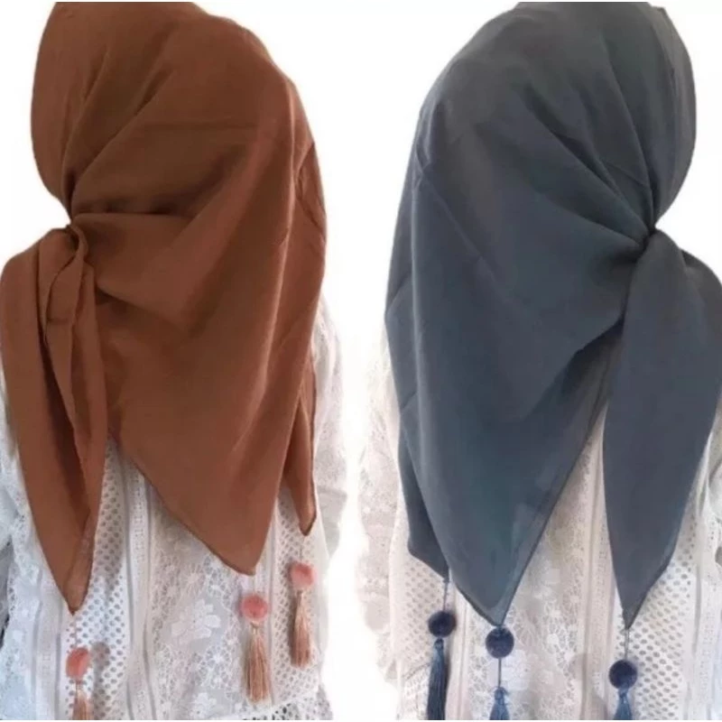 (PAKET BUNDLING) - HIJAB SEGIEMPAT KATUN JAMBUL POLOS MIN ORDER 12 PCS - HARGA GROSIR - Gambar 4