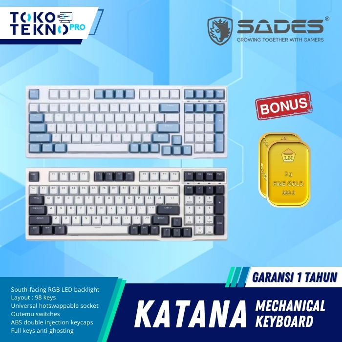 Sades Katana Wireless Bluetooth 96% Mechanical Keyboard Gaming