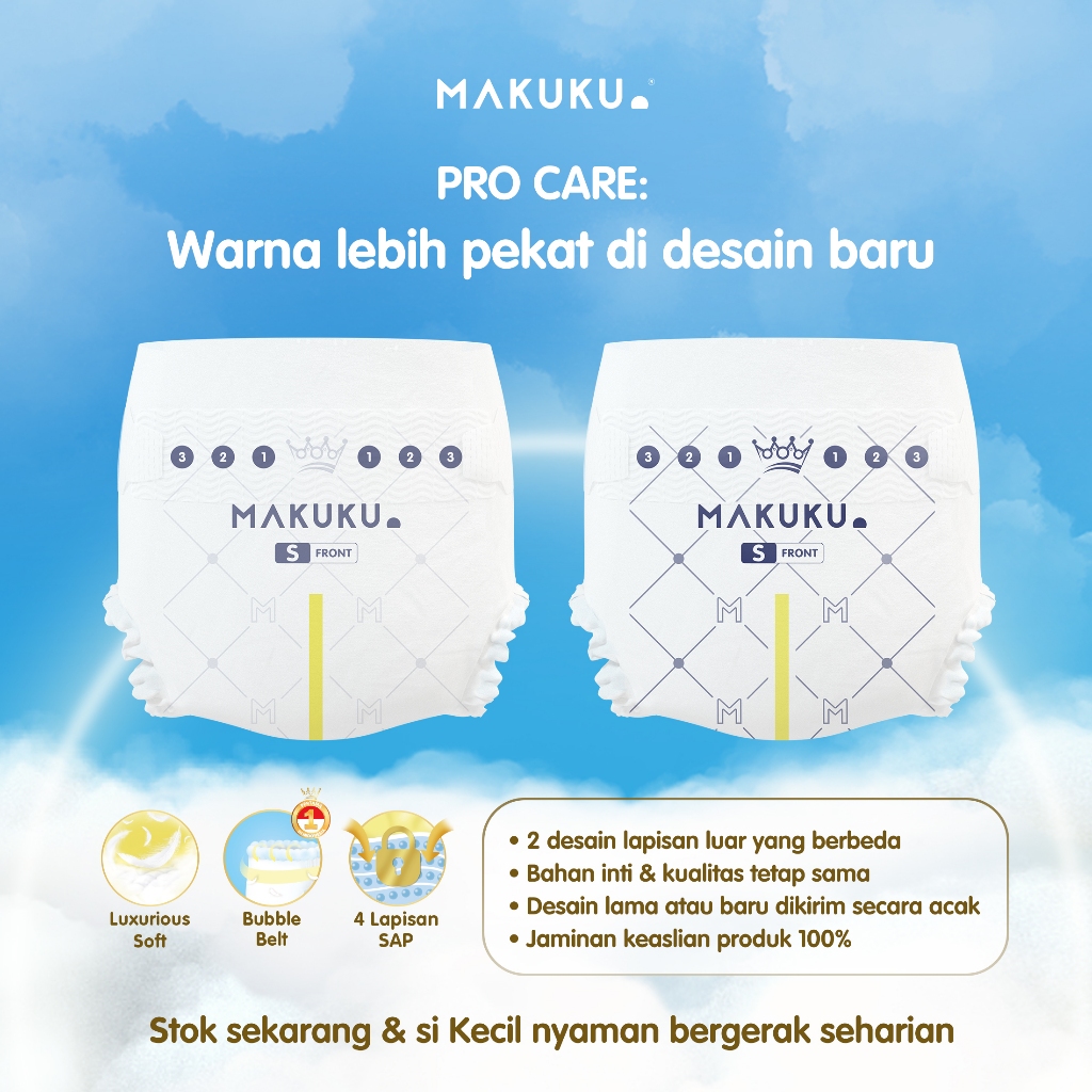 [2 PACK] MAKUKU SAP DIAPERS PRO CARE TAPE/PANTS NB28/S42/M36/L34/XL32/XXL28 / Popok bayi Tipis SAP anti gumpal cepat kering sekali pakai perlengkapan bayi baru lahir / Popok Newborn - Gambar 2