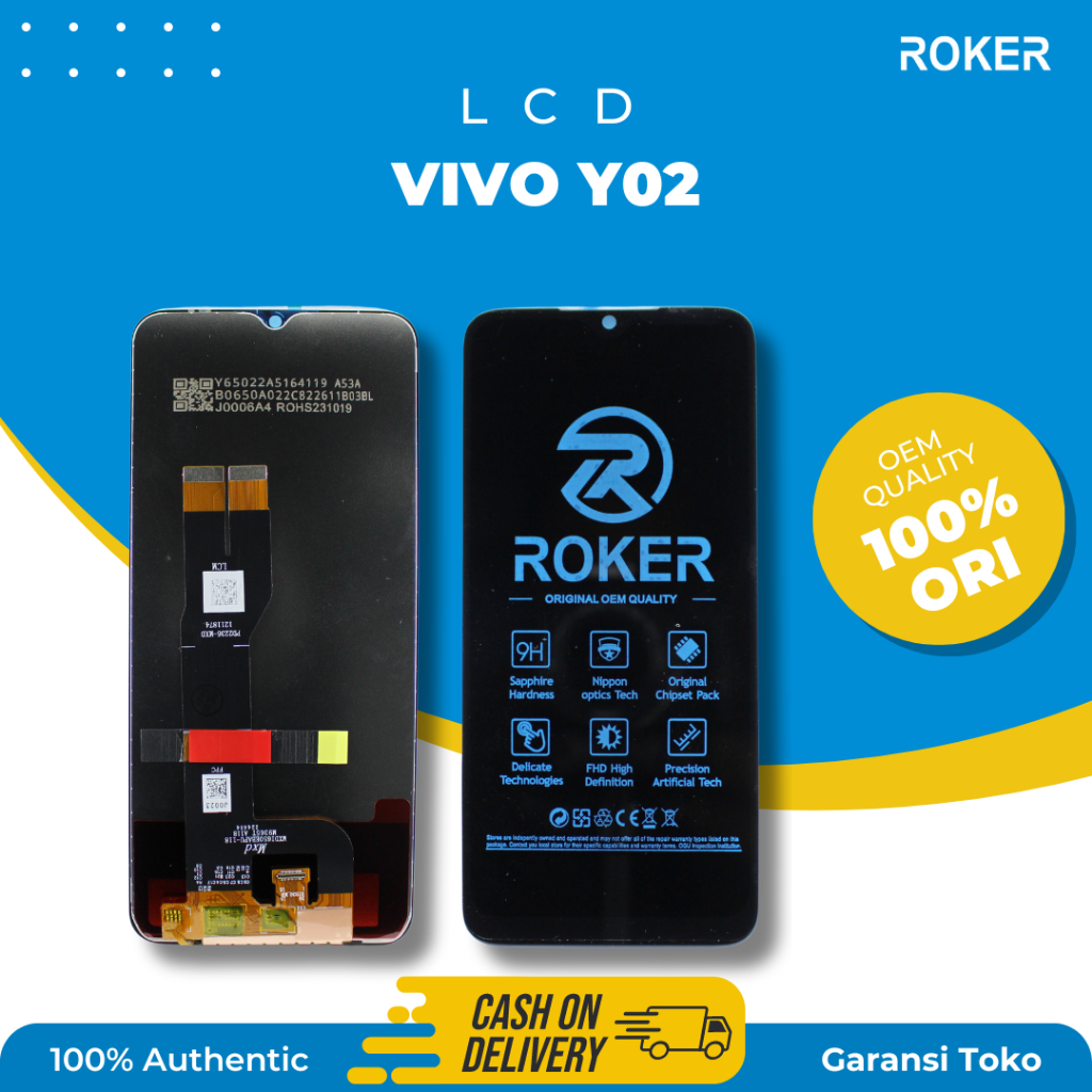 ROKER LCD TOUCHSCREEN VIVO Y02 / LCD TS FULLSET ORIGINAL BY ROKER