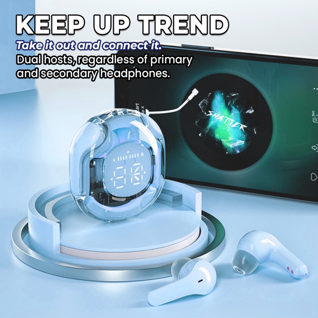 Matei COD Headset Bluetooth AIR39 Earphone In Ear Headset 10D Bass Noise-Cancelling HiFi LED Display - Gambar 3