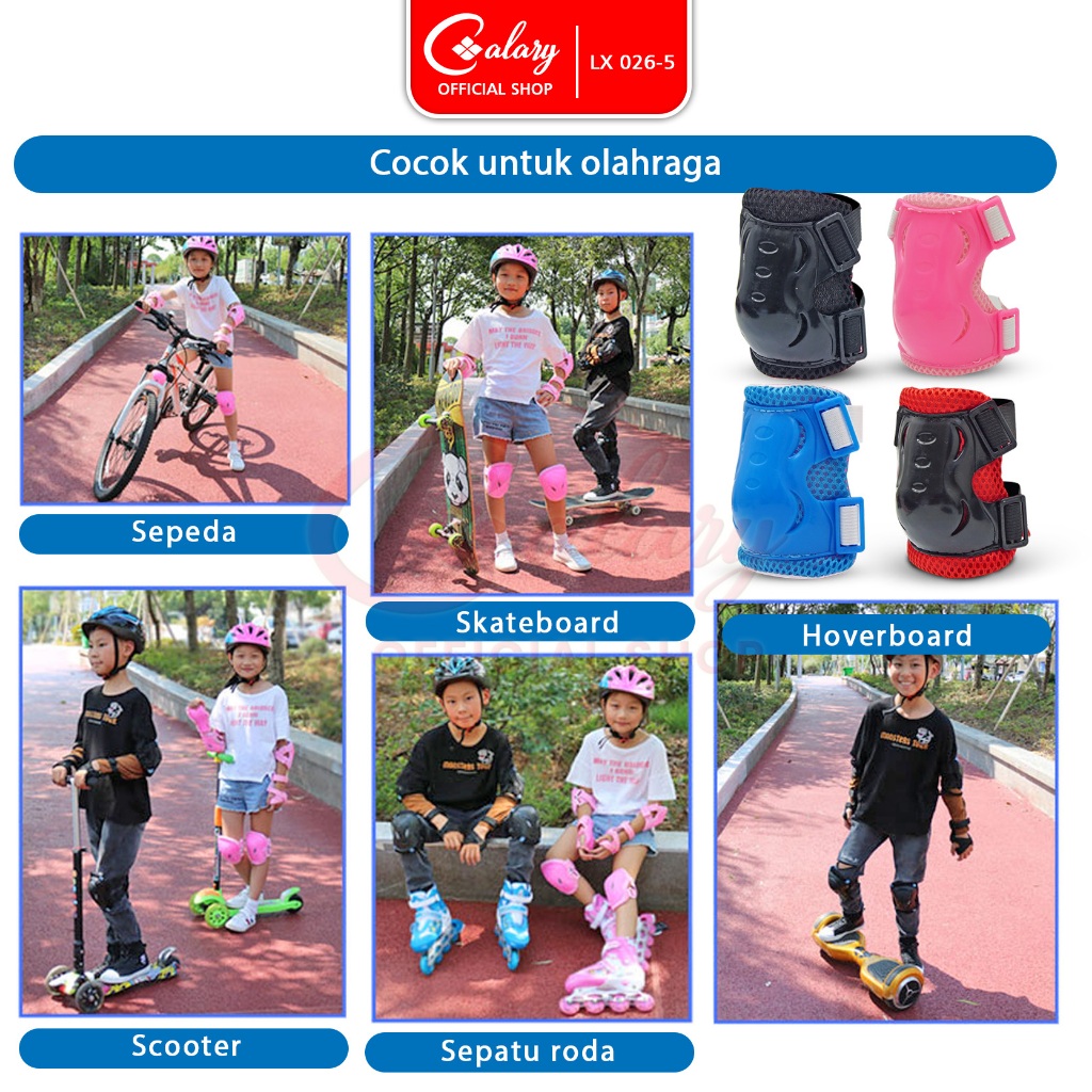 CALARY Deker Sepatu Roda Anak Pelindung Lutut Sikut Inline Skate Safety Decker 026-5 - Gambar 2