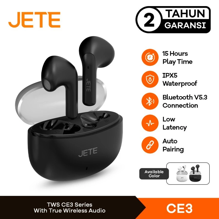 JETE TWS CE3 True Wireless Stereo Bluetooth 5.3 IPX 5 - Garansi 2 Tahun