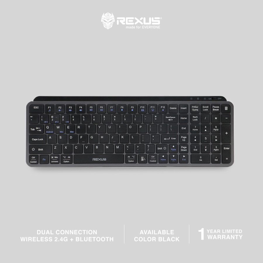 Rexus KL100 / KL200 Dual Connection Wireless Office Keyboard Garansi Resmi - Gambar 2