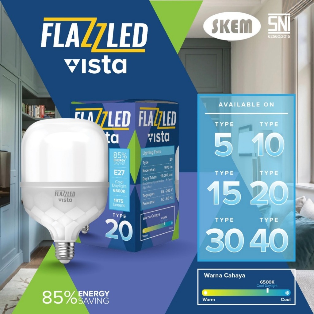 PUSAT17 LAMPU LED FLAZZLED 5 WATT 10 WATT 15 WATT 20 WATT 30 WATT 40 WATT LAMPU BOHLAM FLAZZLED VISTA EXTRA TERANG LAMPU LED BULB JUMBO TABUNG SUPER BRIGHT LIGHTBULB - Gambar 2