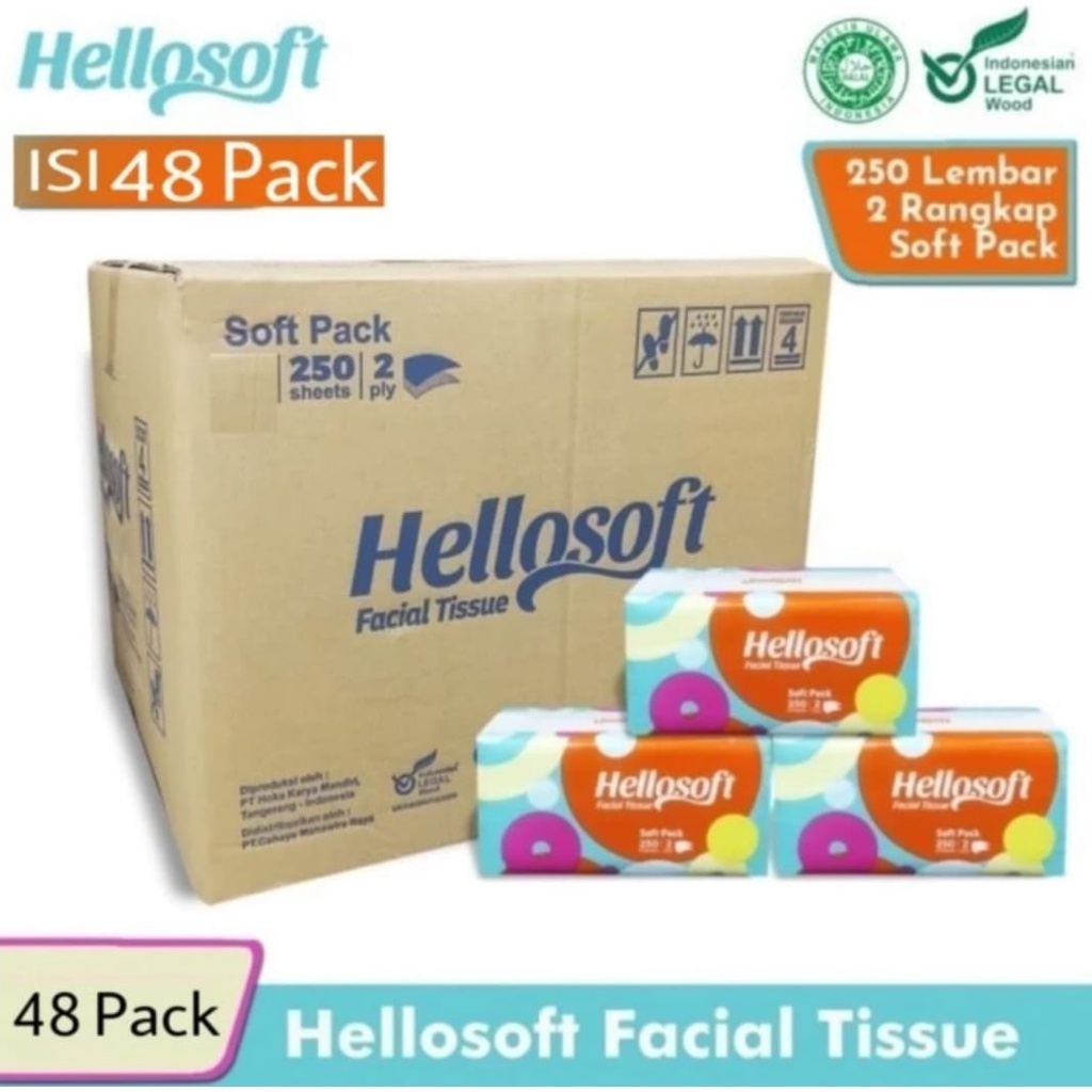 HELLOSOFT TISSUE 1 BOX CONTAINS 48 PCS 250 SHEETS | Shopee Singapore