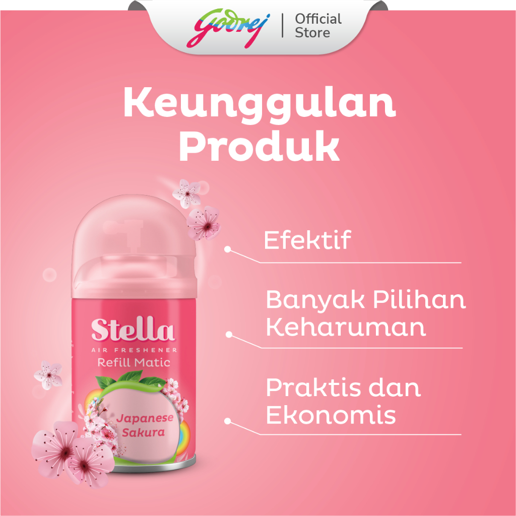 Stella Refill Matic Japanese Sakura 2x 160ml Paket Ekonomis - Pengharum Ruangan Otomatis - Gambar 2