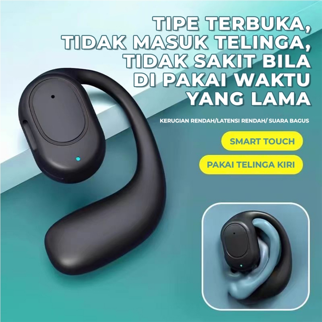 MATEI COD Headset Bluetooth Single Earphone W5 All tipe Wireless Bluetooth OWS Stereo Sound HiFi