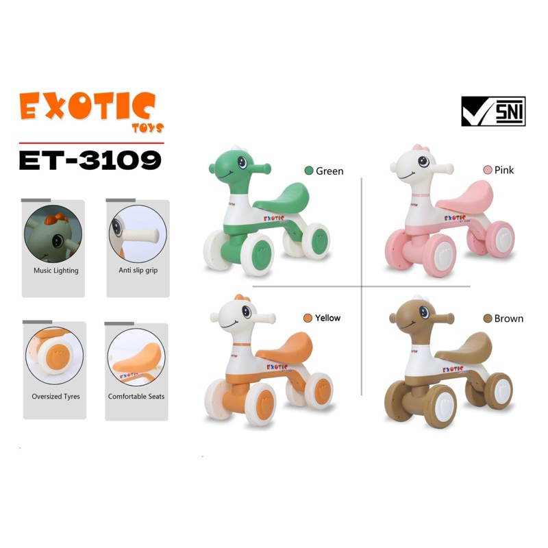Sepeda Anak Balance Bike Musik Roda 3 Anti Slip - Gambar 2