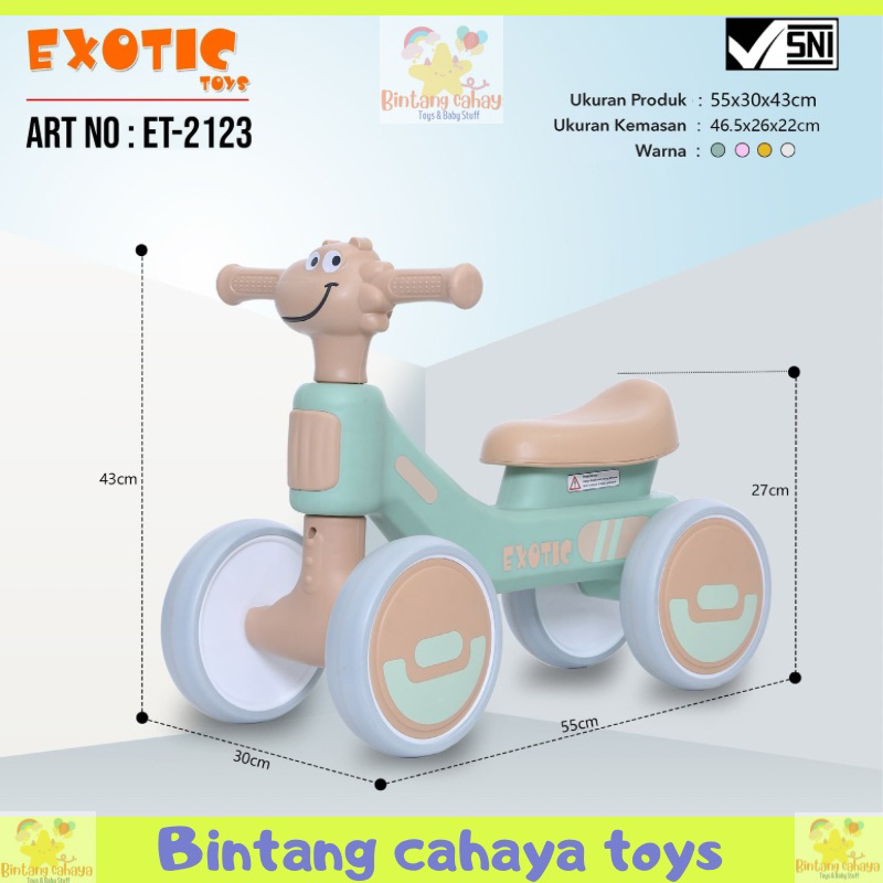 Sepeda Anak Balance Bike ET 2123 Roda Tiga Anti Slip - Gambar 3