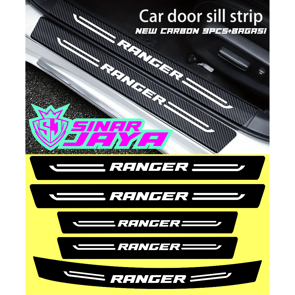 FORD RANGER car door protector carbon sticker, latest footrest cutting ...