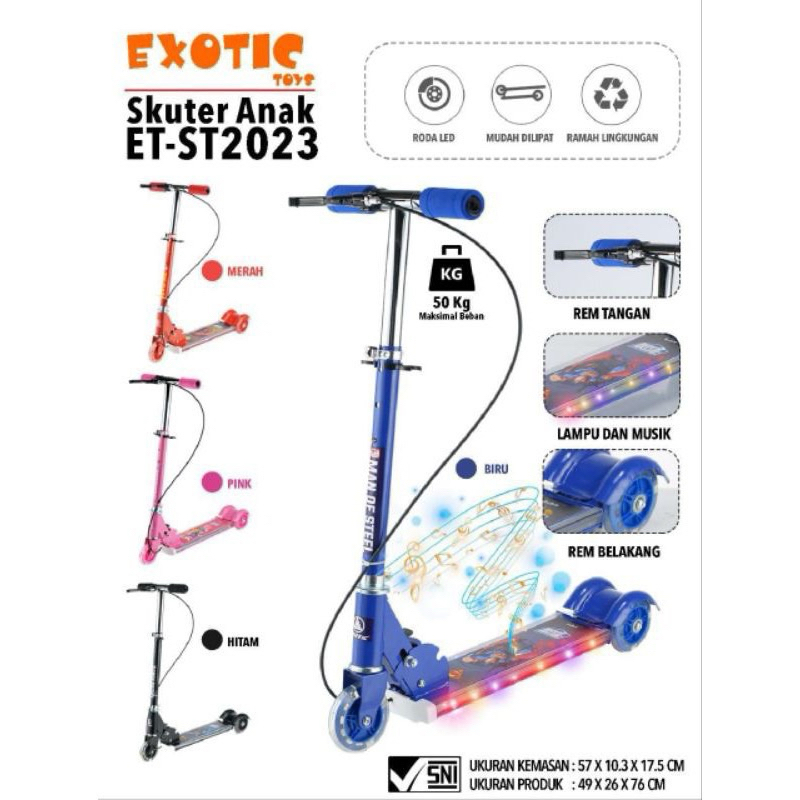 Skuter Otoped Anak Besi Steel Exotic ST 2023 Scooter musik lampu - Gambar 2