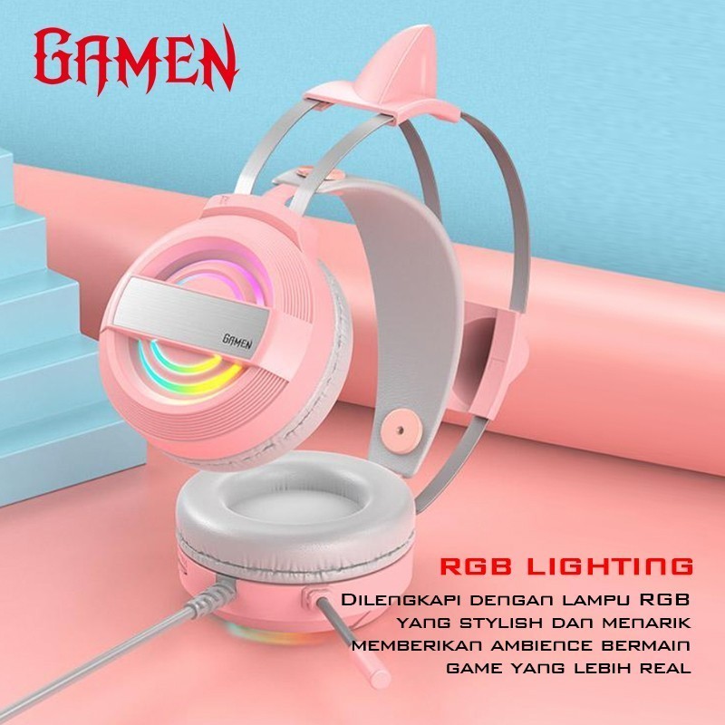 Gamen GH100 / GH110 / GH1100 LED RGB Lighting Headphone Gaming Wired - Gambar 2
