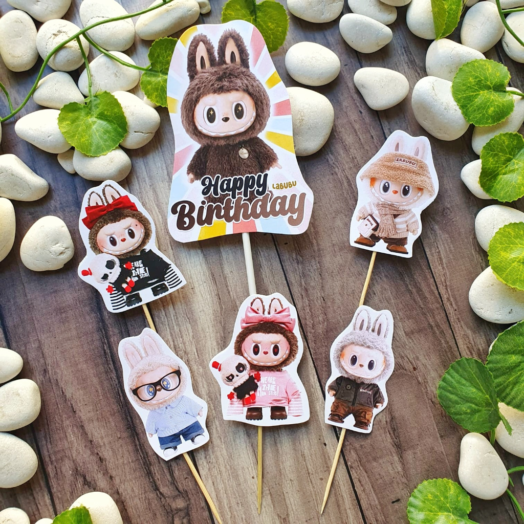 Labubu Birthday Cake Topper Cupcake Pudding Tumpeng Hampers Birthday ...
