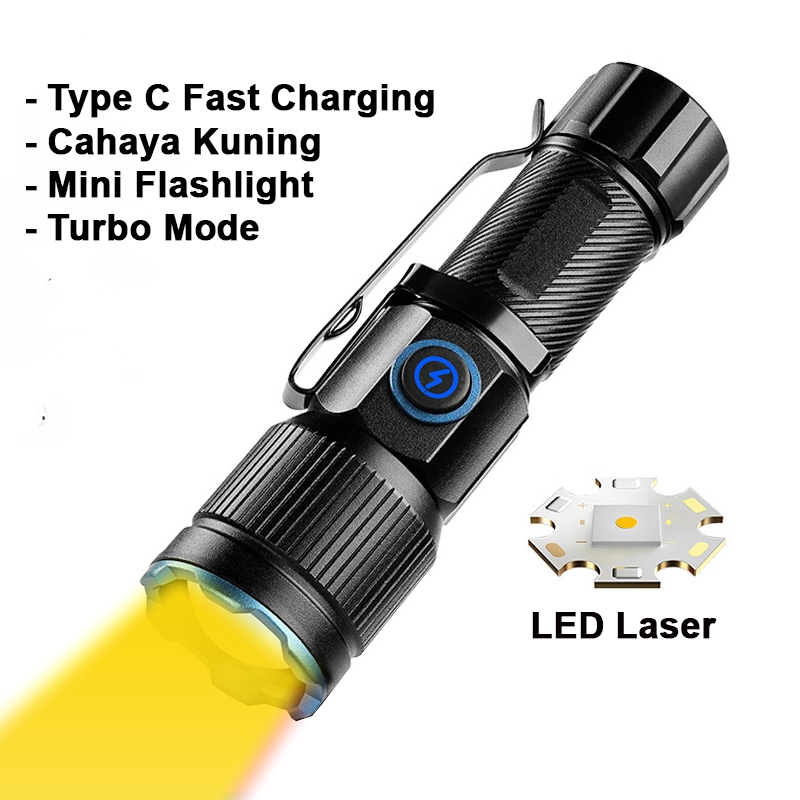 Senter Mini LED Kuning 800 Lumens Magnet Type-C