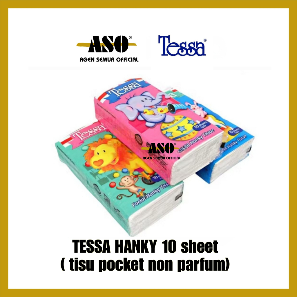 Tisu Tissue TESSA Hanky 10's Tisu Saku Tessa Hanky Pocket Facial Tissue Wajah 3ply NON PARFUM ( ISI 6) PROMO !!! - Gambar 2