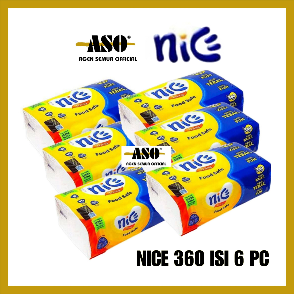 [ PAKET ISI 6 ] TISU TISSUE NICE 360 helai 180 sheet 2ply PROMO !!!