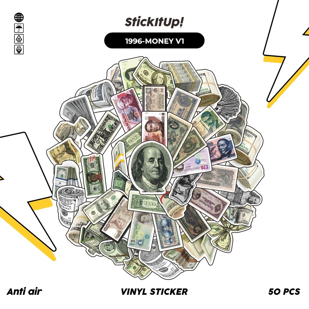 HP COD COD COD COD 50 Pcs Sticker Pack Rupiah Dollar MONEY MONEY V1 ...