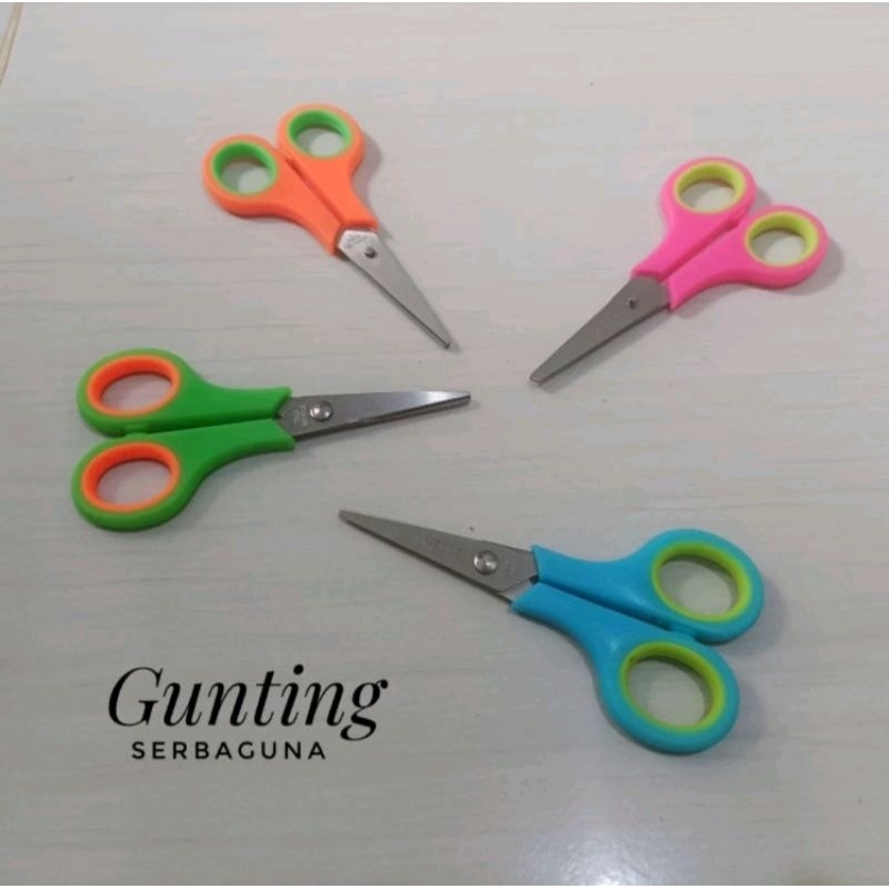 1PCS Gunting Kertas Kecil Warna Perlengkapan Sekolah Kantor Gunteng Tajam Stainless Steel Scissors Pemotong A096 - Gambar 4