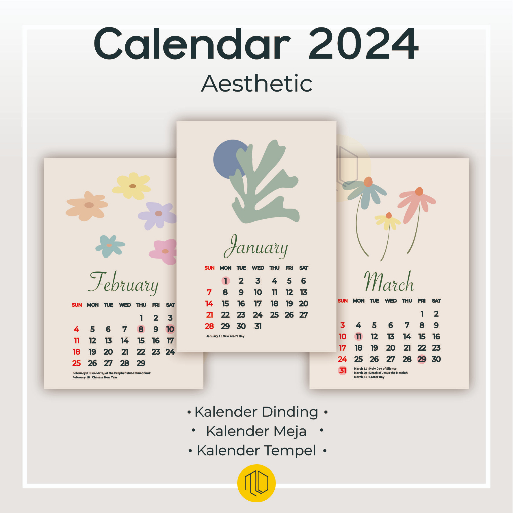 2024 Calendar/AESTHETIC Sitting Calendar 2024/2024 spiral Calendar/2024