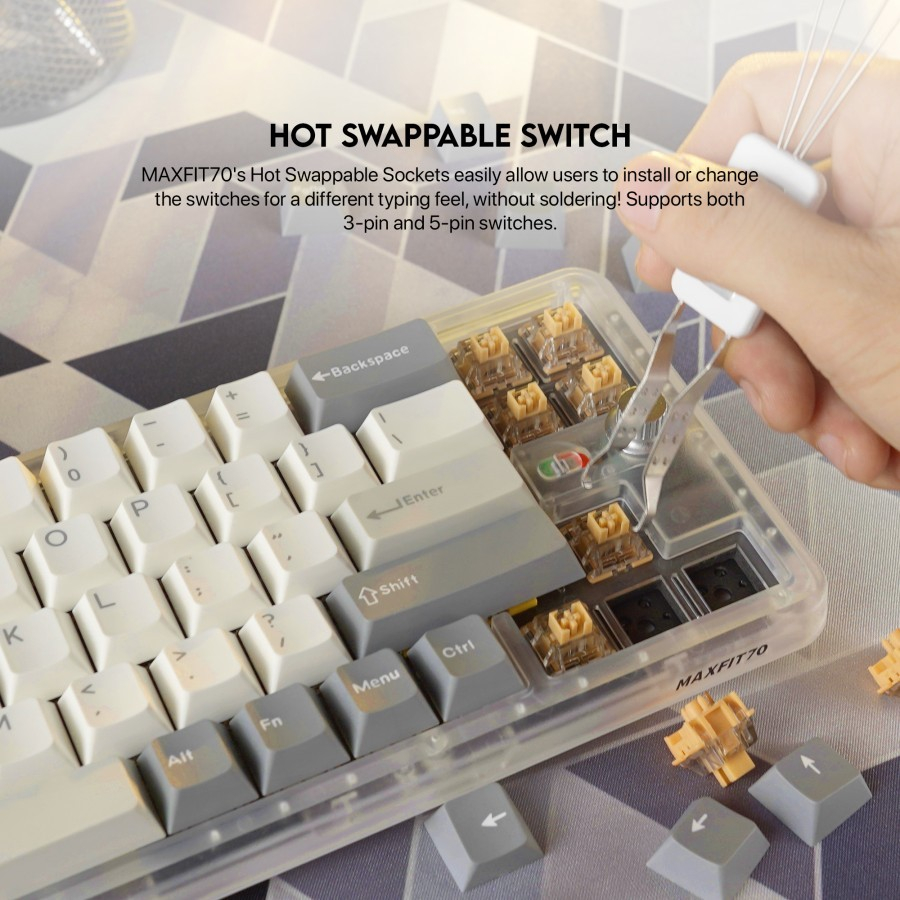 Fantech Maxfit70 MK911 Wireless 65% Mechanical Keyboard Gaming - Gambar 3