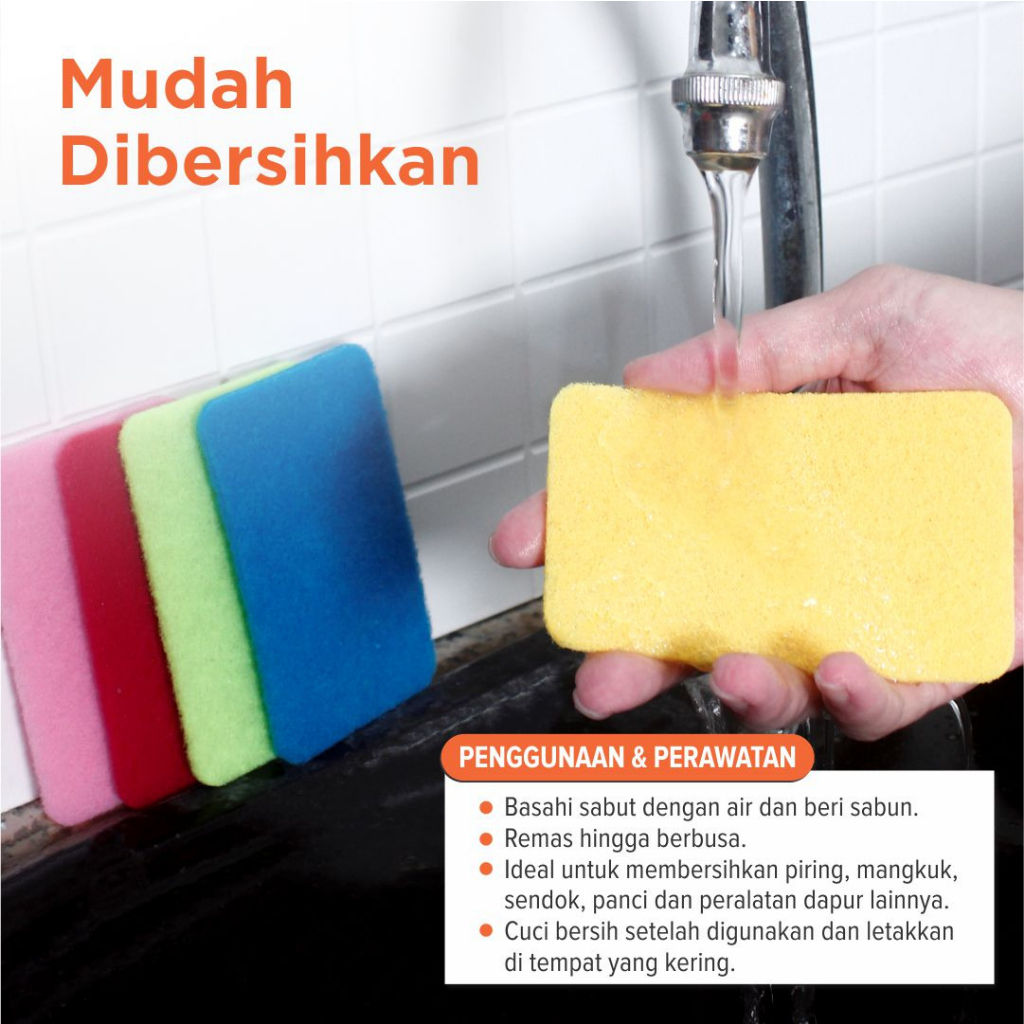CaTalina 5 Pcs Spons Spon Sabut Sabun Cuci Piring Alat Pembersih Busa Sabun Pencuci Piring - Gambar 2